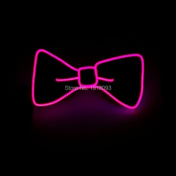 

Christmas flash products EL Wire Glowing Bow Tie Neon Novelty Lighting with 3V Sound activated Driver for Holiday Party Supplies