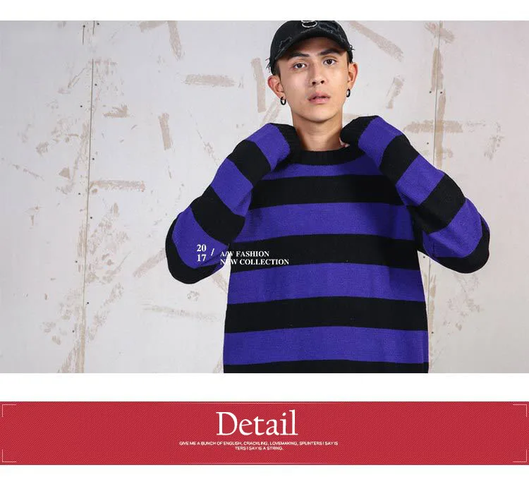 Aolamegs Sweater Men Patchwork Striped Hit Color Cardigan Mens Pullover High Street Sweaters Fashion Knitted Male Sweater Autumn (16)
