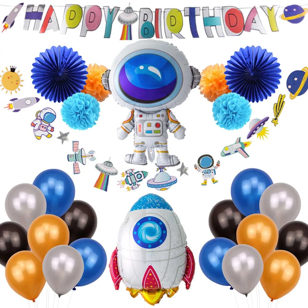 1pc Ufo Space Theme Happy Birthday Banner For Birthday Party Kids