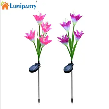 

4 Head Solar-powered Light LED Lily Lawn Light with Colourful Light Waterproof Sensor Lamp Garden Yard Decoration