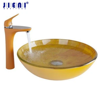 

Tall Basin Single Handle Faucet Bathroom Sink Washbasin Glass Hand-Painted 409697083 Lavatory Bath Brass Set Tap Mixer Faucet