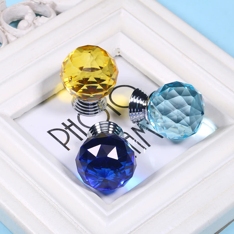 Colorful Crystal Glass Knobs Cabinet Handles Crystal Ball Cupboard Pulls  (10)