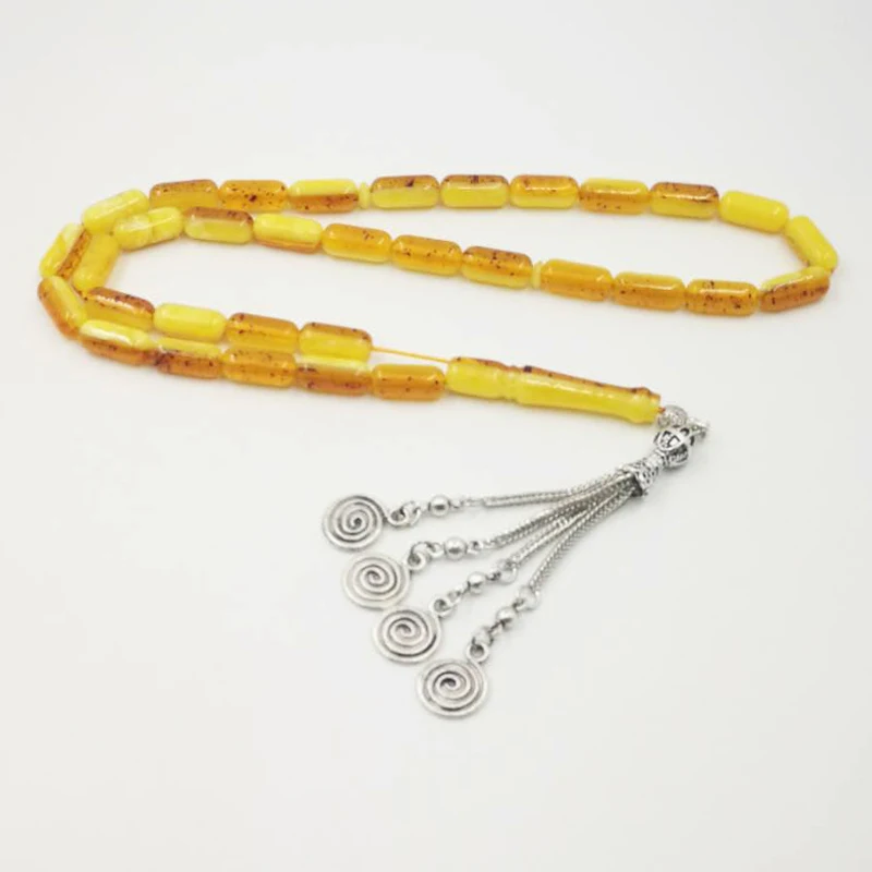

Ambers Resin Tasbih 33 Muslim Rosary handmade Tesbih Islam prayer beads Man's Accessories Misbaha yellow Bracelets