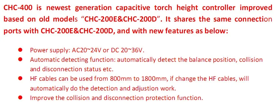 Регулятор высоты горелки для резки пламени емкостный THC CHC-400