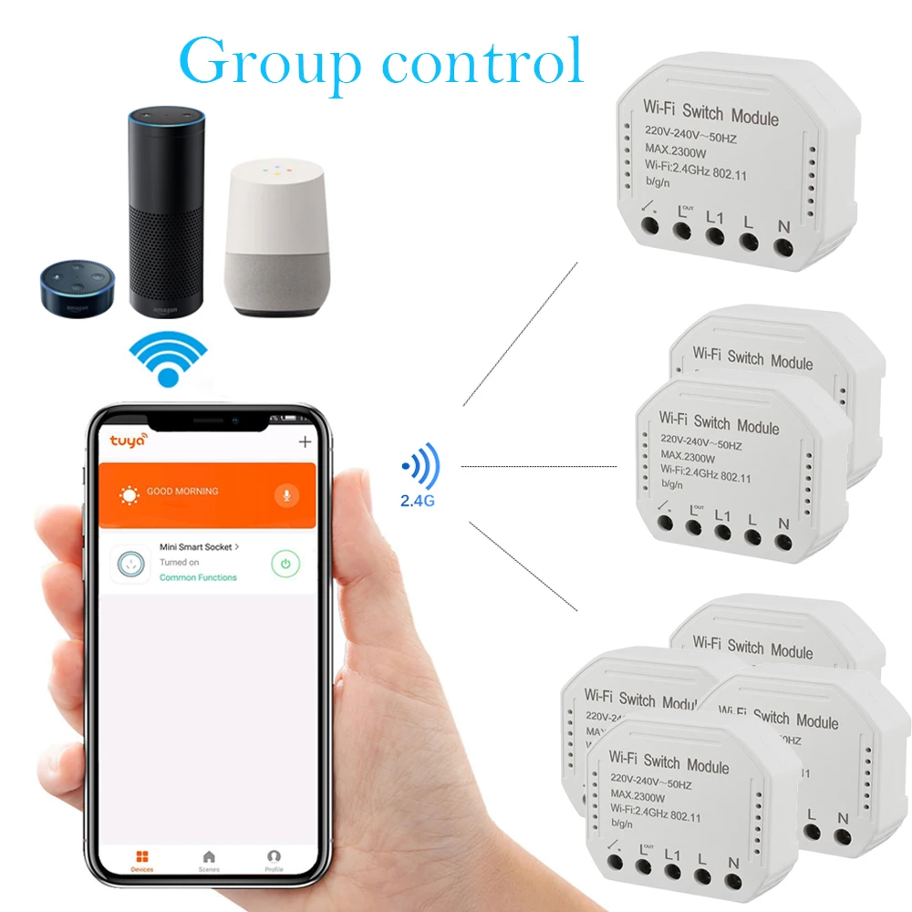 Приложение Smart Life Интеллектуальный переключатель Wi Fi модуль 220 240V 2300W Управление