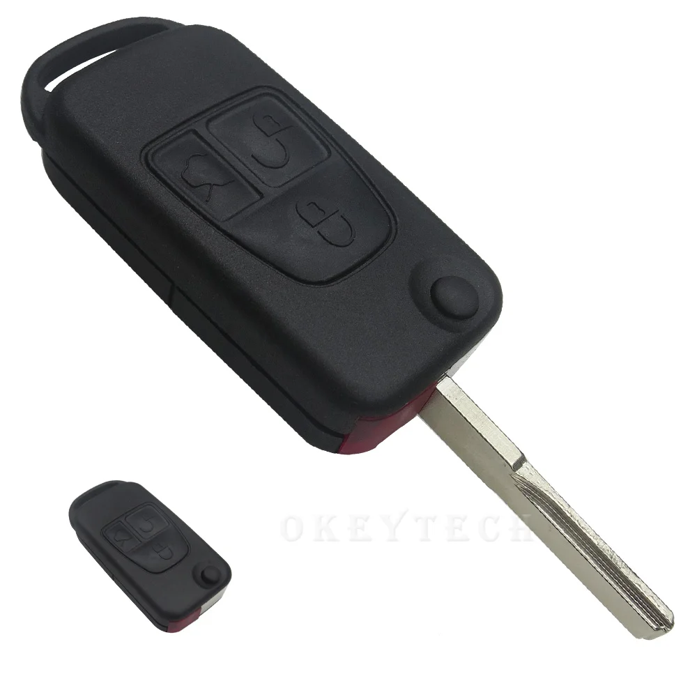 OkeyTech чехол для ключей для Mercedes Benz ML C CL S SL SEL без выреза пустой клинок, чехол для автомобильного ключа, брелок, 3 кнопки, откидной Чехол для Benz
