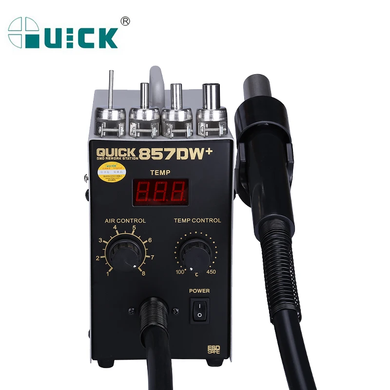 Быстрый 857DW+ паяльная станция 580 Вт пистолет горячего воздуха с винтовым ветром SMD BGA паяльная станция для демонтажа тепловой пистолет инструменты для ремонта