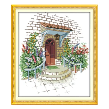 

Joy Sunday cross stitch Flowers garden scenic scenery DMC14CT11CTcottonfabric livingroom restaurant hotel painting wholesale