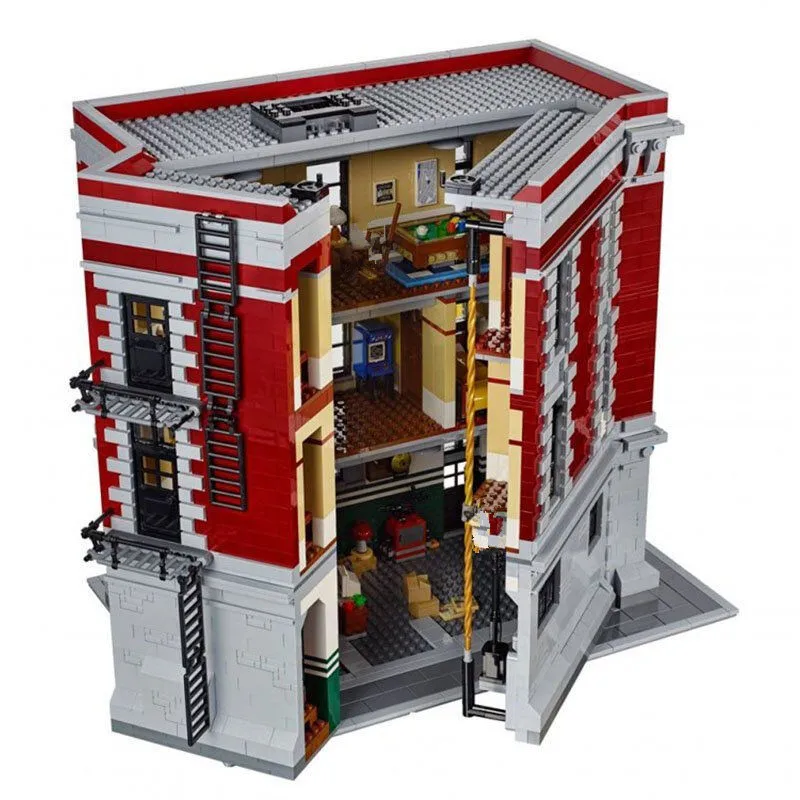 

16001 4705Pcs City Street Series Ghostbusters Firehouse Headquarters Building Block Bricks Kids Toys For Gift 75827