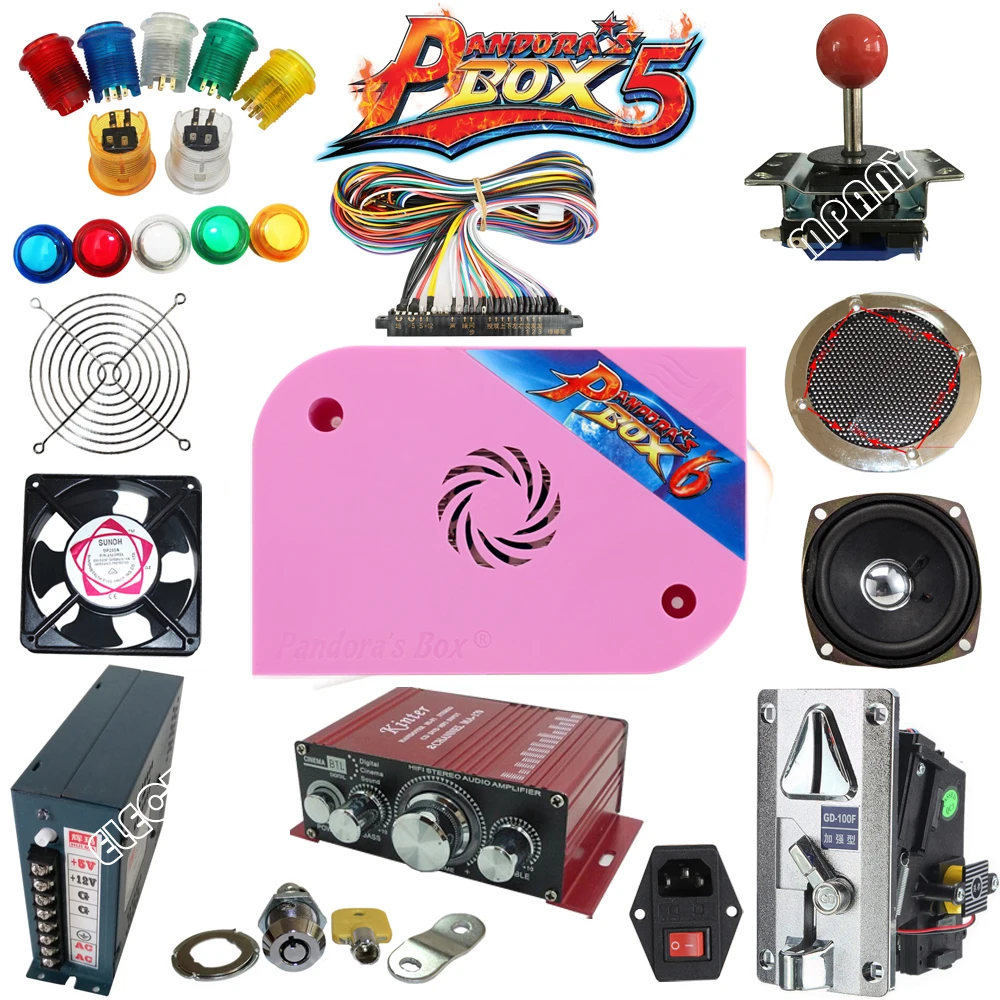 2 Players DIY Arcade Joystick Kits with 16 LED arcade Buttons + 2 Joysticks Pandora Box 6 arcade Game Parts Set