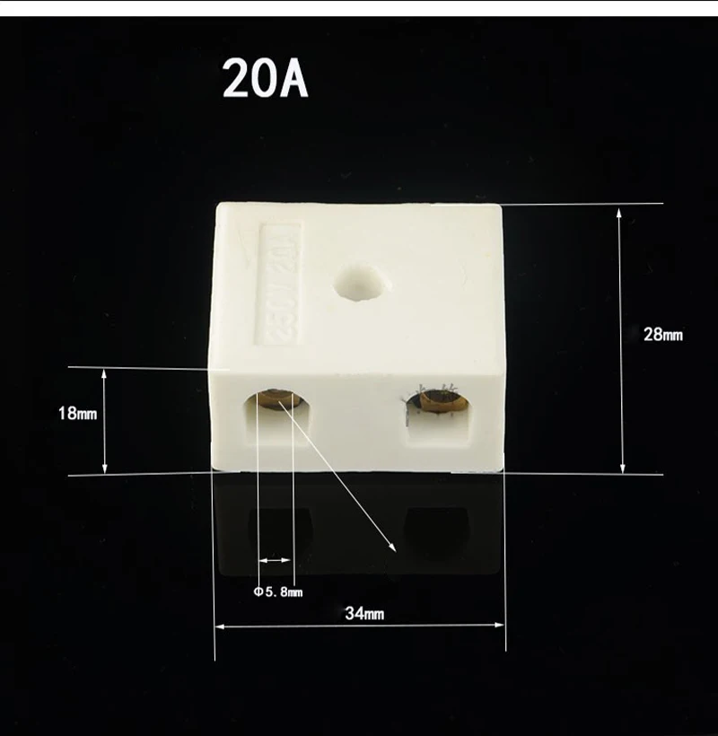 2 position 20A 5 шт. Керамика 2 3-х позиционный клеммной колодки высокого Температура светодиодный провод разъем осветительный прибор аксессуары «сделай сам» - Цвет: 2 position 20A