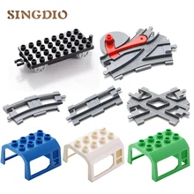 Rail Track Building straight train and curved Blocks bricks railroad accessory toys for children Compatible with Duplo car