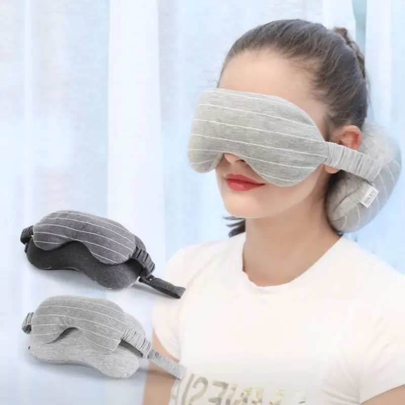 

2-in-1 Sleeping Pillow Travel Neck Pillow U-Shaped Pillow Portable Soft Neck Support Perfect Pillow with Eye Mask