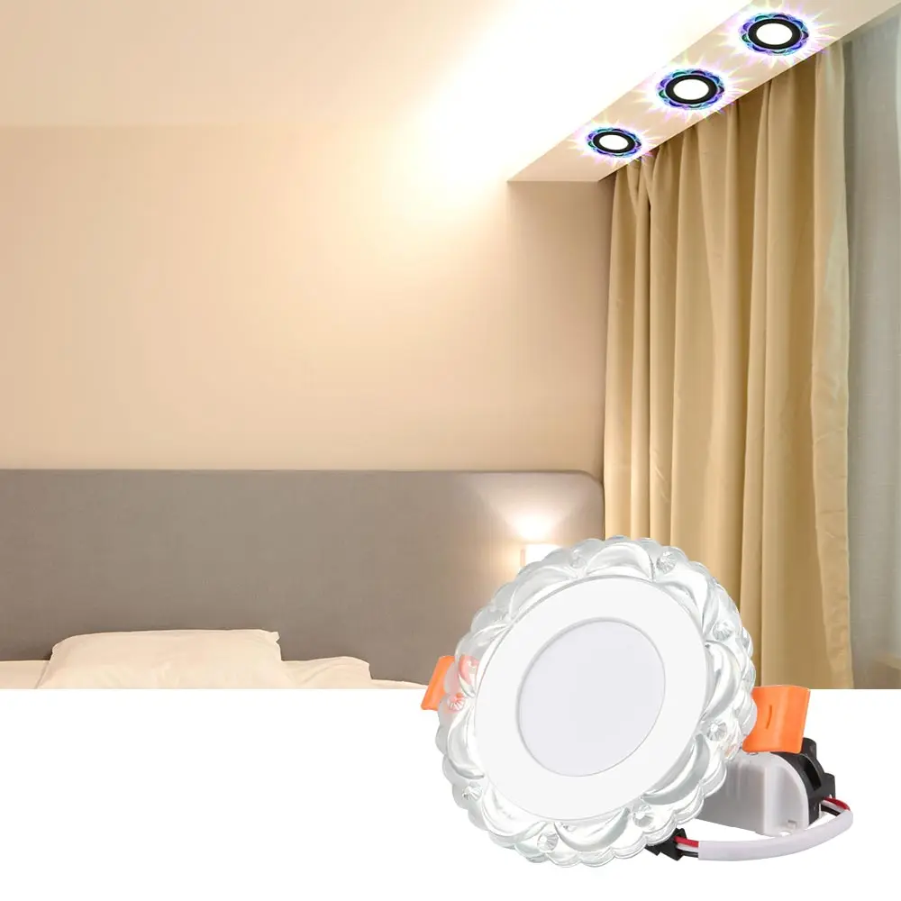 

5W LED Crystal Recessed Ceiling Light White+RGB 3 Modes Mini down Lamp 85-220V Luminarias Light For Aisle Corridor Kitchen