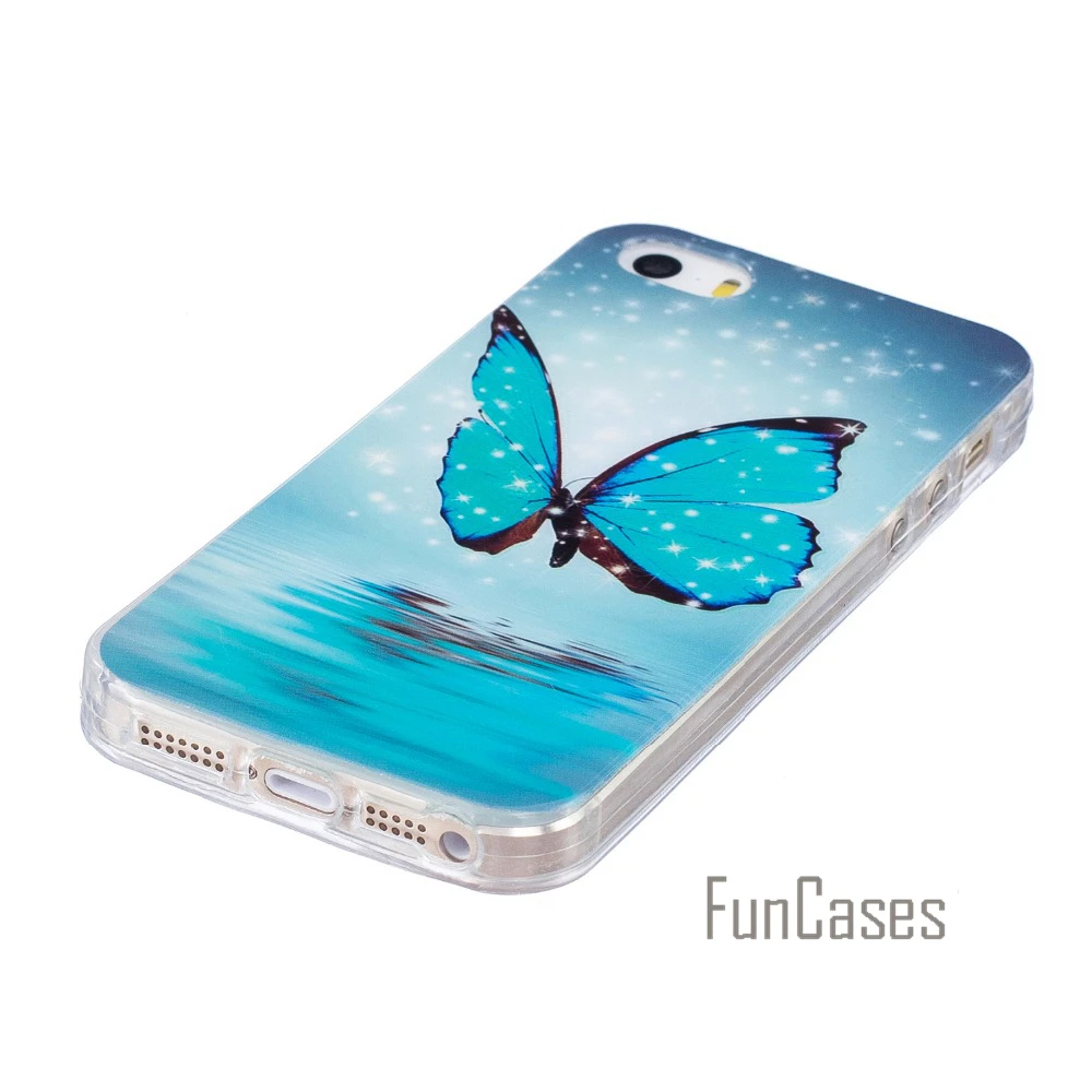 Luminous Kasus Untuk iPhone 5 s SE coque Kasus Silikon Penutup untuk iPhone 5 s 5 Kasus Penutup phibe celulars aiphon handphone ipgone