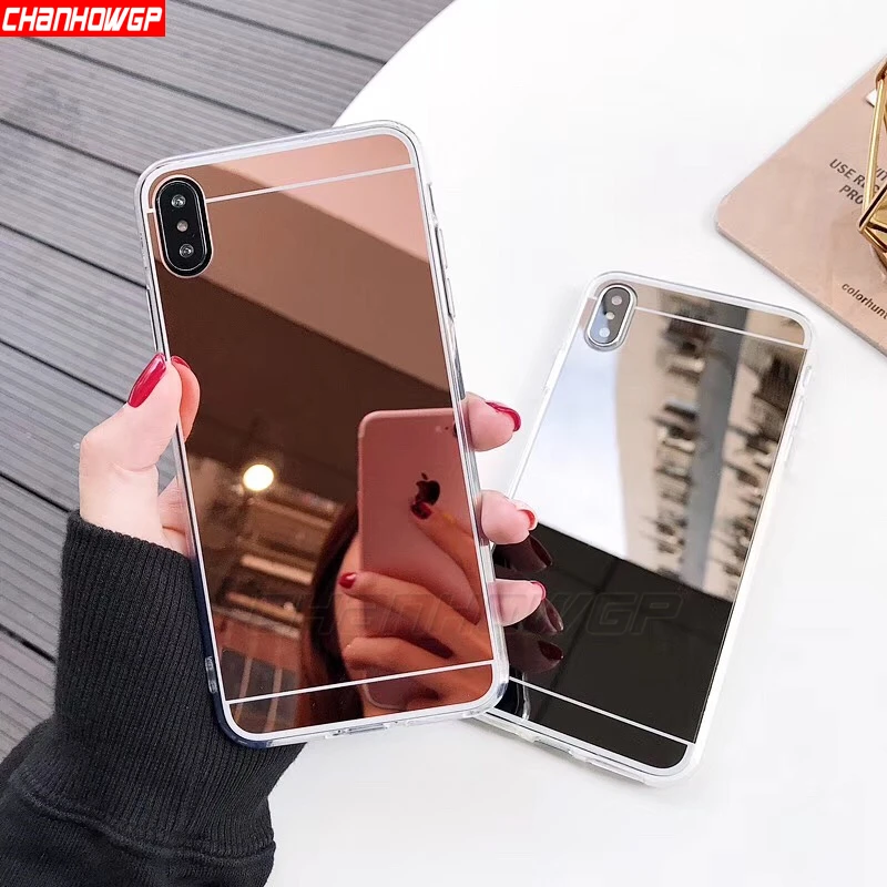 Роскошный зеркальный мягкий чехол для iPhone XS Max XR X 5 5S 6 6S 7 8 Plus + из ТПУ с полным