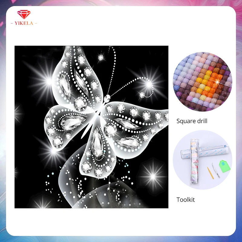 

YIKELA 5D Butterfly Diamond Painting Diamond Embroidery Wall Sticker Mosaic Painting Cross Stitch Home Decoration Accessories