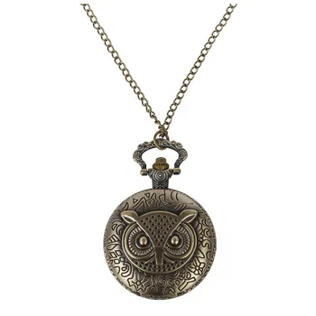 

Practical Owl women watch pocket watch quartz and chain necklace costume jewelry