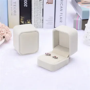 

DoreenBeads Plastic Jewelry Box Earring Necklace Boxes Beige Color Cube Velvet Surface 6.1*5.1cm Gift Packing Display, 1 Piece