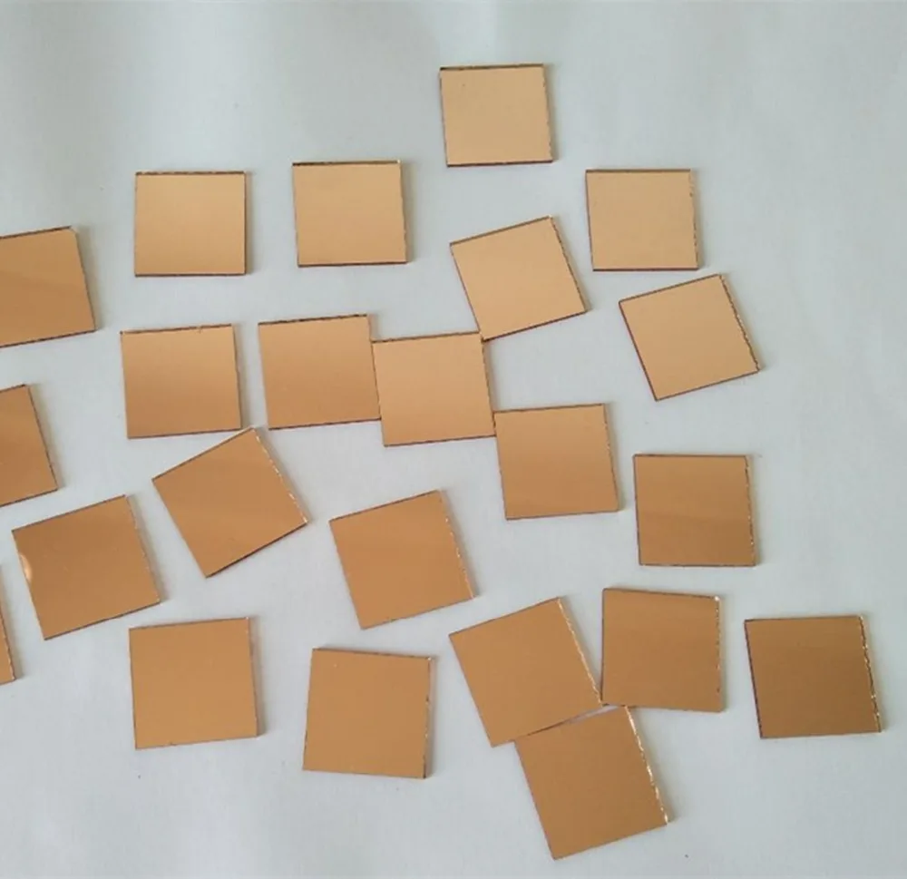 100pcs Rose Gold Square Mosaic Glass Mirror Gold Square Craft Mirrors