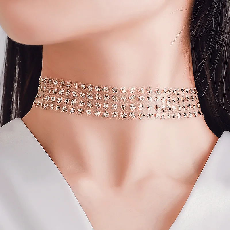 

Hot Sale Mesh Temperament Torques for Women Girls Fashion Statement Gold Silver Necklaces Clavicle Chain Summer Choker Jewelry