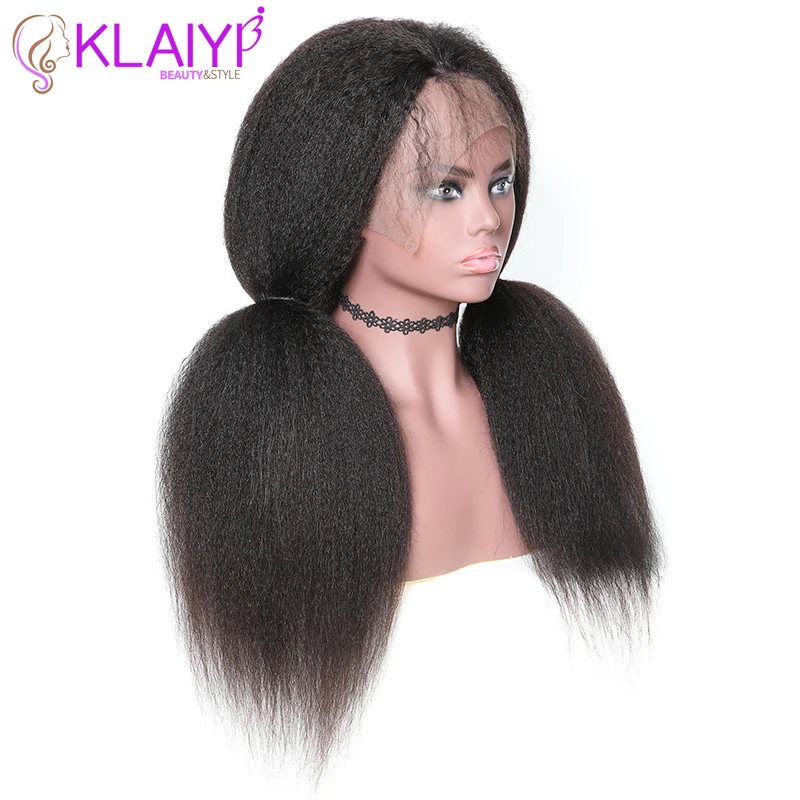 Klaiyi волосы бразильский кудрявый прямой парик человеческие волосы 10-24 дюймов натуральный цвет 360 полукружевные парики remy волосы 150% Плотность