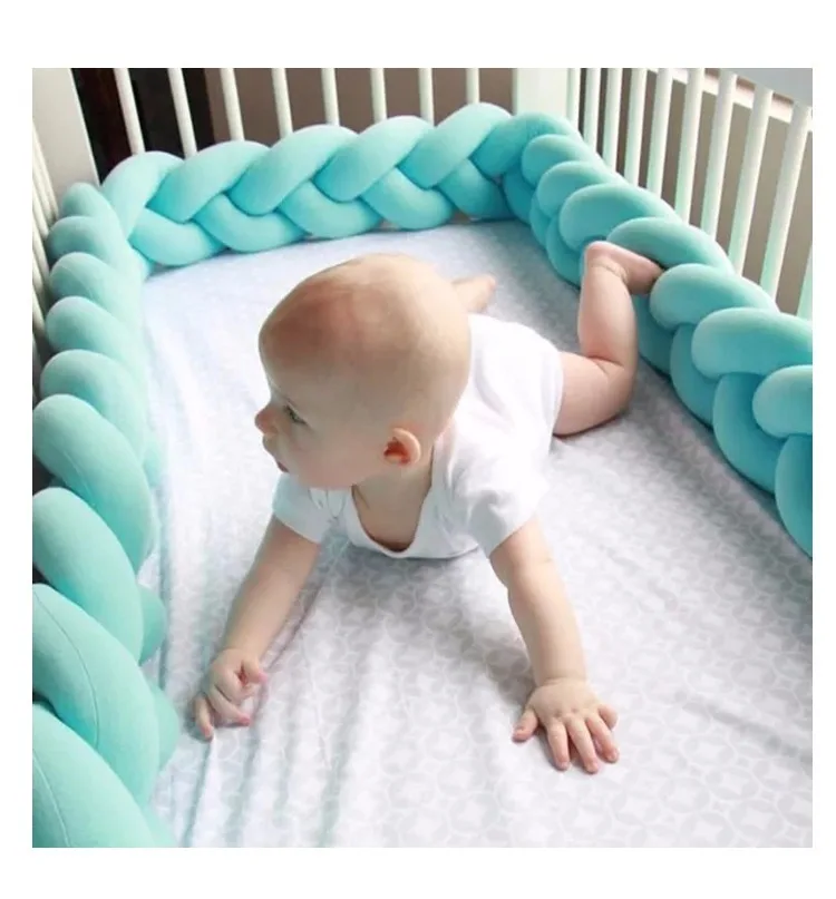 

1pc hand made knit crib bumper bed by the baby cushion kids room decoration d Around Protector pink blue white yellow color
