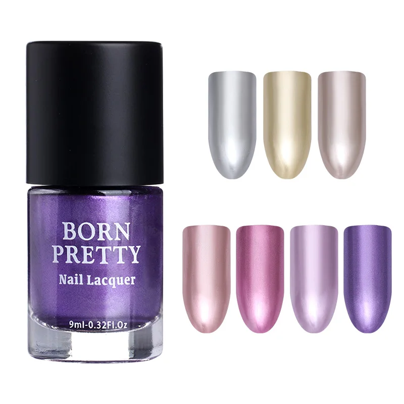 

BORN PRETTY Mirror Effect Metallic Nail Polish Stamping Polish Purple Rose Gold Silver Chrome Nail Art Varnish Lacquer 9ml