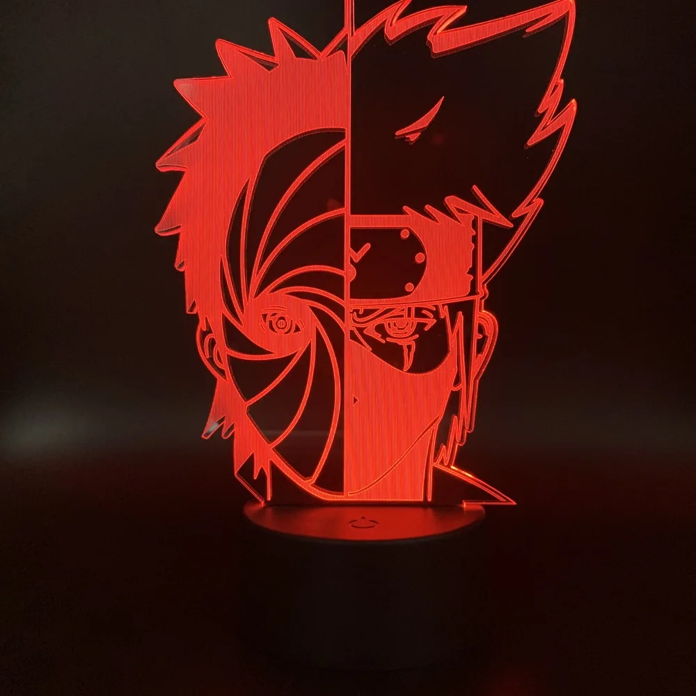 Фигурка Наруто Hatake Kakashi и Uchiha Obito 3d светильник светодиодная ночная лампа с