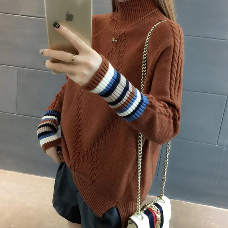 Women Sweaters and Pullovers 2018 Fall Knitted Long Sleeve Turtle Neck Ladies Knitwear Pullover Top Fashion Pull Female Jumper Women Sweaters and Pullovers 2018 Fall Knitted Long Sleeve Turtle Neck Ladies Knitwear Pullover Top Fashion Pull Female Jumper