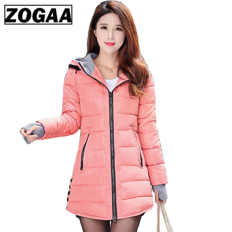2019 Women Winter Hooded Warm Coat Plus Size Candy Color Cotton Padded Jacket Female Long Parka Womens Wadded Jaqueta 1PC
