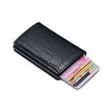 Мужской алюминиевый кошелёк задний карман ID Держатель карты RFID Блокировка мини волшебный кошелек автоматический кредитный Кошелек для монет, карт