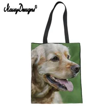 Бесшумный дизайн эко тоут из хлопкового полотна Топ-ручка дамские сумки кокер спаниель принт женские большие покупки Kawaii собака Стиль Сумочка