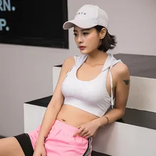 Mujeres Con Capucha Cremallera Gimnasio Gimnasio Yoga Sujetador Profesional A Prueba de Golpes Sujetador Deportivo Negro Para Correr Transpirable Push Up Workout Tank Top