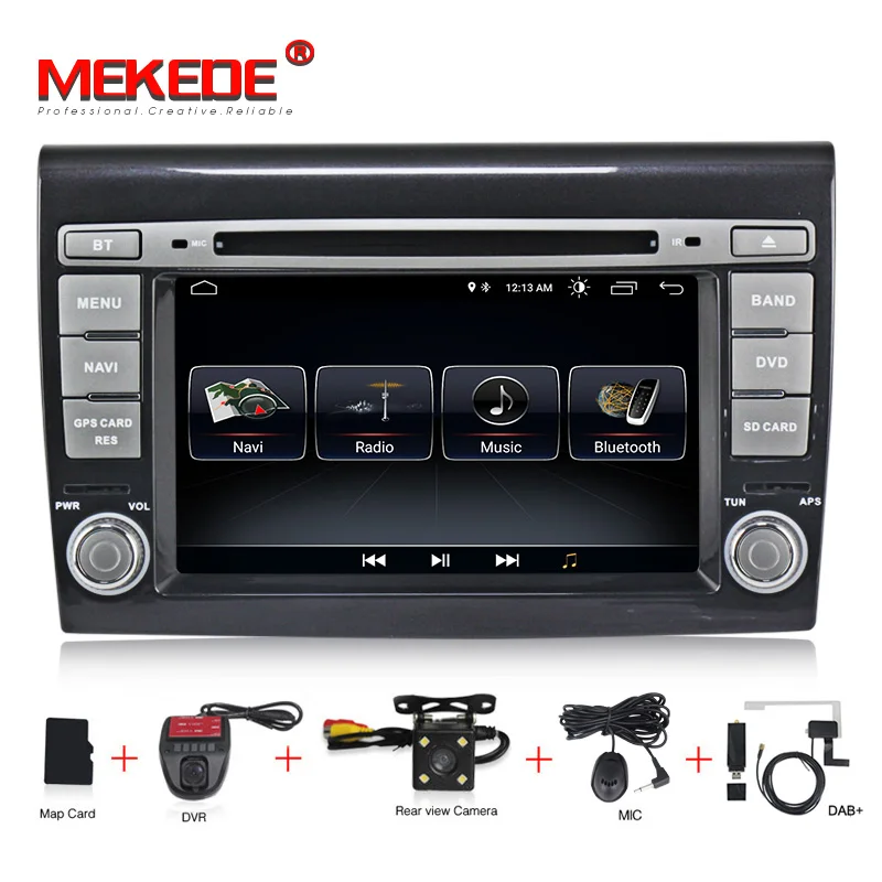 MEKEDE HD 2 Din android 8,1 автомобильный DVD плеер 7 ''автомобильное радио с GPS навигации для Fiat Bravo 2007 2008 2009 2010 2011 2012 стерео - Цвет: dvd camera DVR DAB