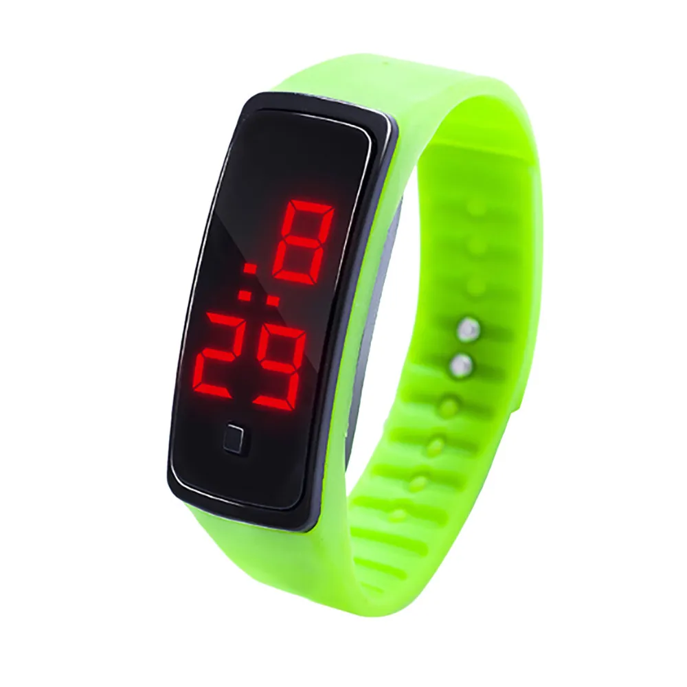 Новое поступление модные светодиодный спортивные часы для бега с резиновым браслетом и датой цифровые наручные часы спортивные часы женские мужские и Ff - Цвет: Green