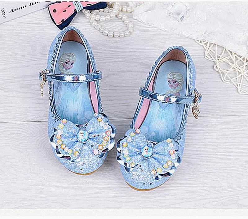 

Spring Summer Children Princess Sandals Kids Girls Crystal Bowtie Shoes Party Dancing Hight Heels Shoes For Girls Kid