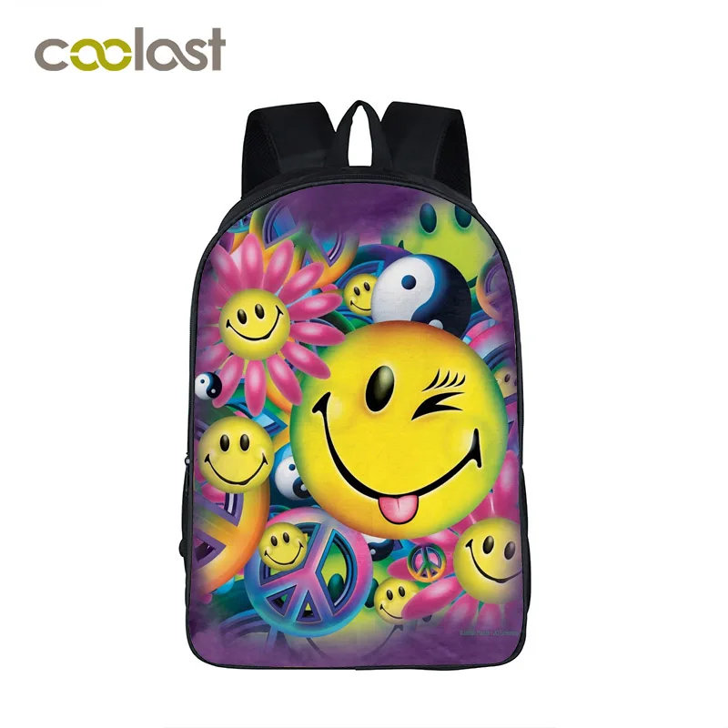 Cartoon Emoji Bag Women Backpack for School Girls 3D Smiley Face Laptop Travel Bags Kawaii