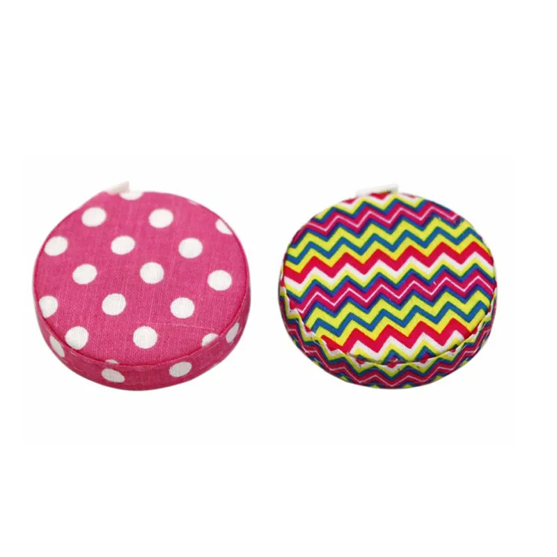 Fashion Fabric Covered Ruler Soft Tape Measure Women Portable Pocket Plastic Tapeline 60 inch 1.5M Fabric Crafts Sewing Tools  (4)