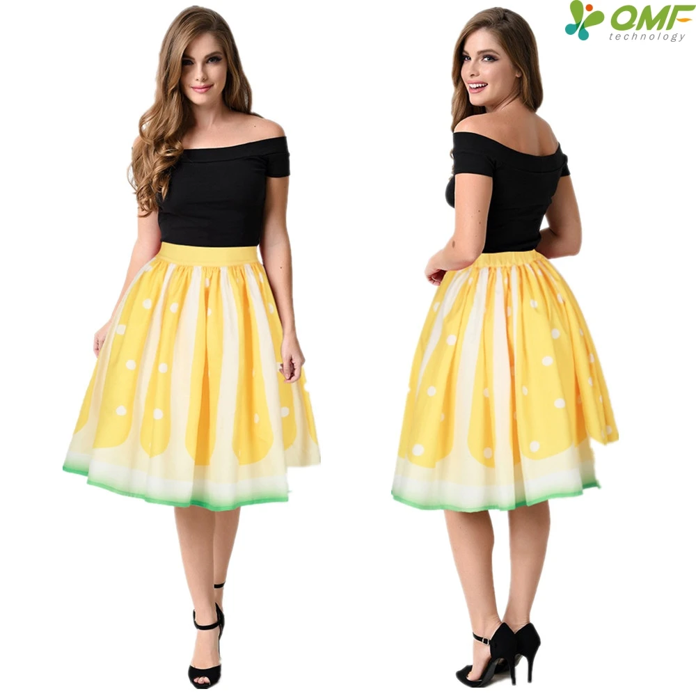 Golden Lemon Sports Skater Skirts White Swing Knee Length Tennis Skirt
