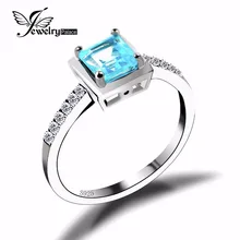 Sky Natural Topacio Azul Anillo de Bodas de Compromiso Sólido 925 de Plata Maciza de Corte Cuadrado Vintage Increíble Regalo Para El Mejor Amigo