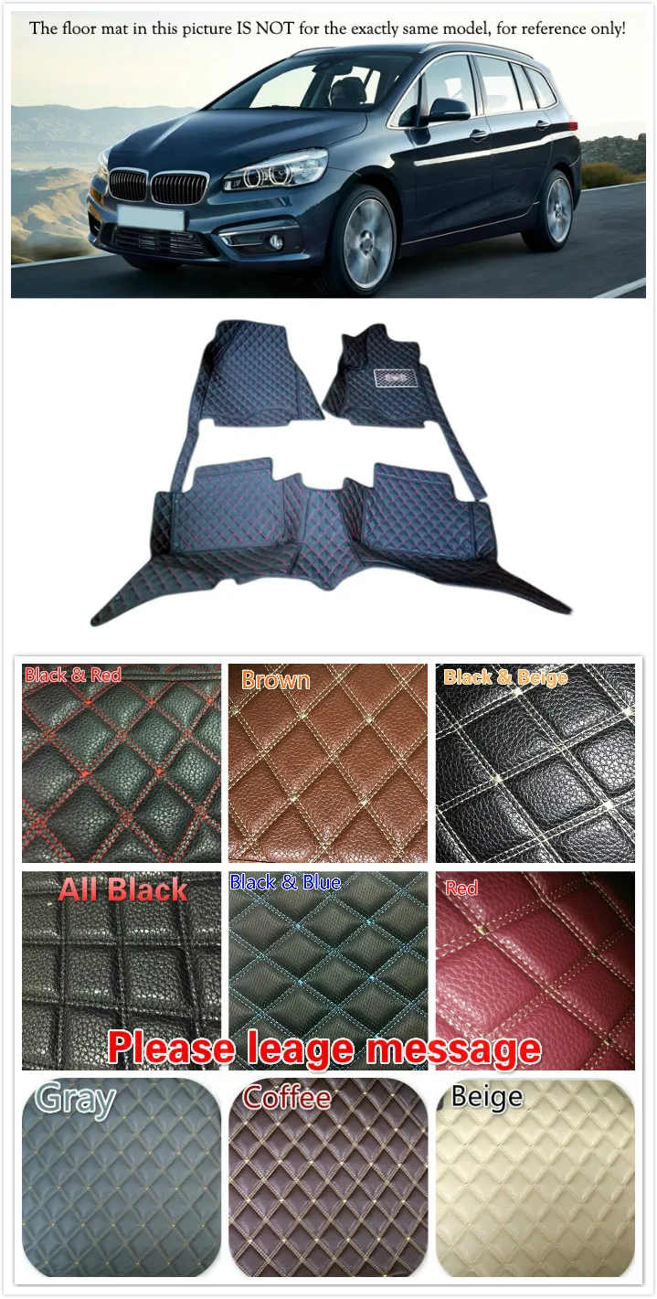 

7 Seats Customs Car Floor Mat Leather Waterproof Front & Rear Floor Mats Carpets for BMW 2 series Gran Tourer F46 2015 2016