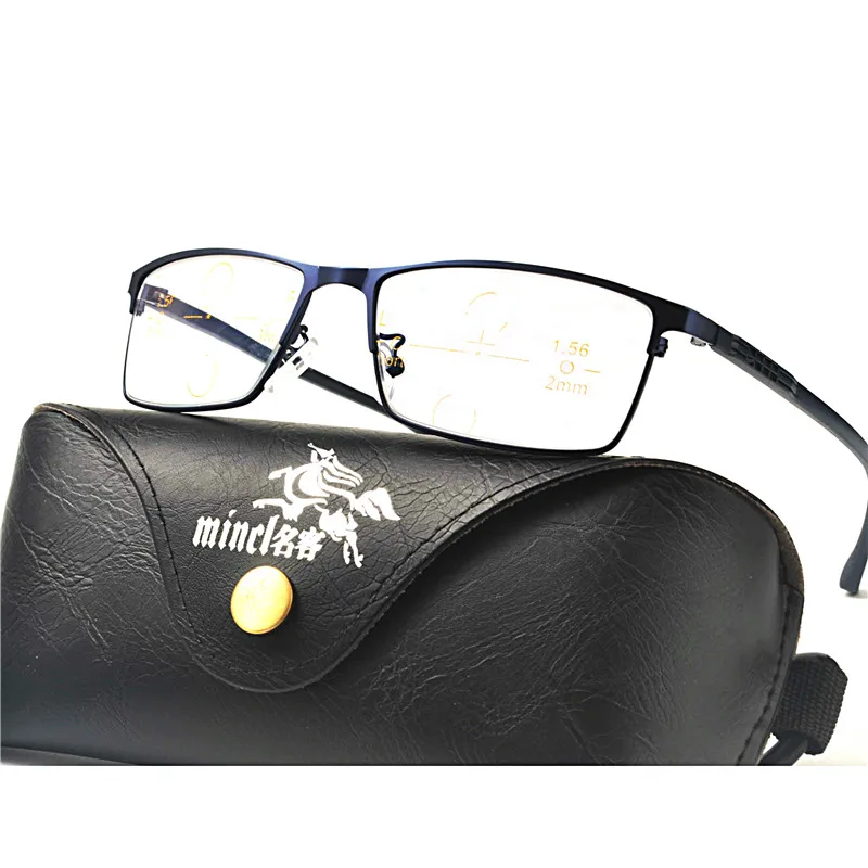 MINCL/фирменные очки для чтения мужские титановые модные квадратные прогрессивные мульти-фокус очки для чтения FML