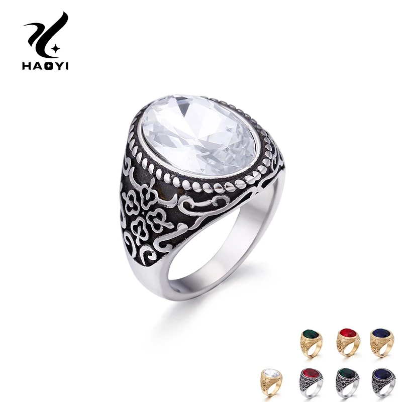 

Gold Silver Color Oval Ring For Men Hiphop Rock Personalized Fashion Metal Finger Jewelry