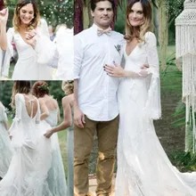 Новое поступление, свадебное платье с длинными рукавами, кружевное пляжное платье, бохо, сад, страна, церковь, свадебное платье, изготовление на заказ, большие размеры