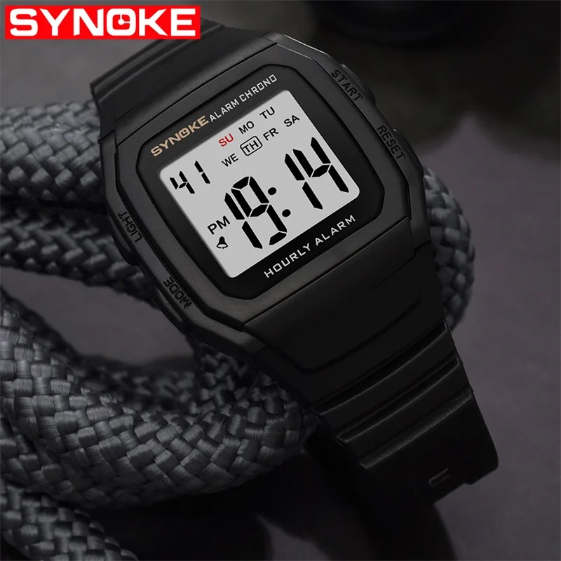 SYNOKE цифровые часы мужские спортивные водонепроницаемые фитнес модные наручные