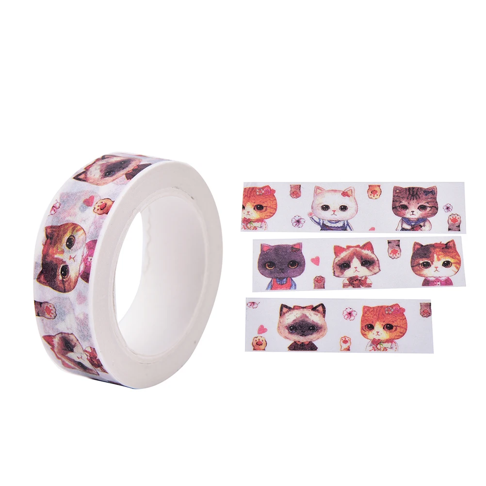 15 mm*10m DIY Cat Washi Tapes Decorative Adhesive Tapes School Office Supplies