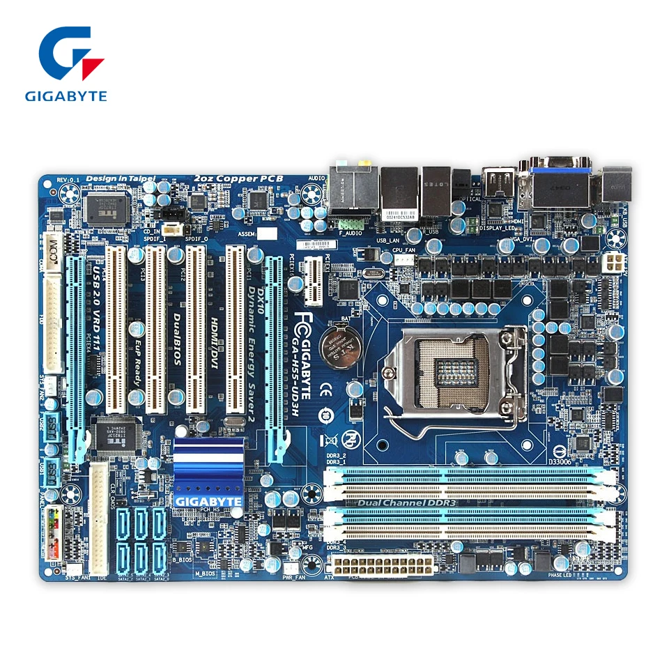 Original Gigabyte GA-H55-UD3H Desktop Motherboard H55-UD3H H55 LGA 1156 i3 i5 i7 DDR3 16G ATX 100% Fully Test asus ga h55 ud3h h55 1156 computer motherboard with integrated needle i3 530 i3 750 quad core cpu package
