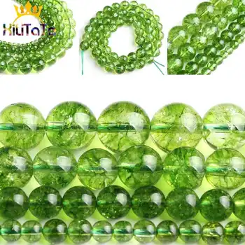 

Natural Green Peridot Stone Beads Round Loose Spacer Beads 15'' Pick Size 4/6/8/10mm For Jewelry Making DIY Bracelets Necklace