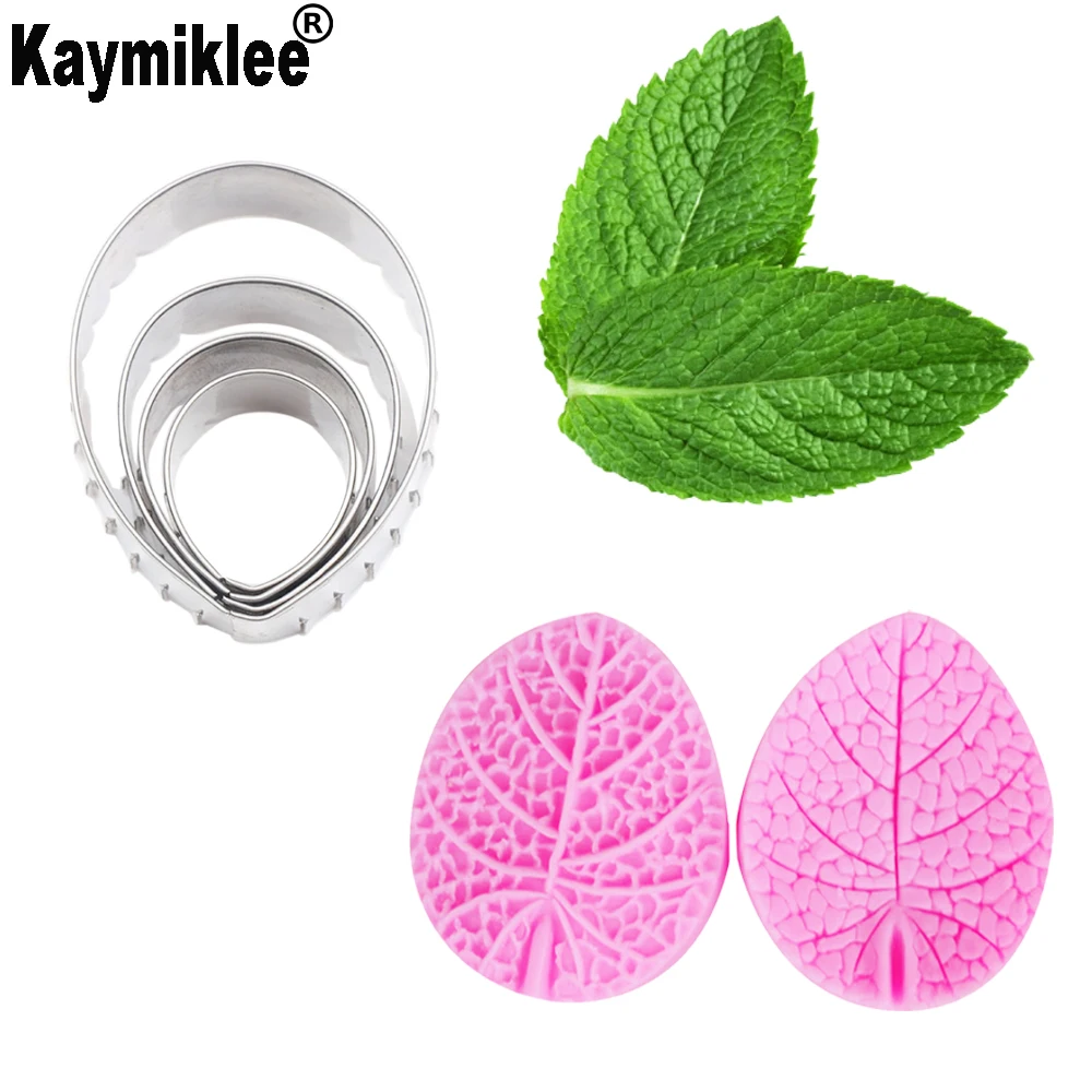 

Mint Leaf Petal Silicone Veiner & Cutter Flower Mould Fondant Sugarcraft Stainless Steel Cutter Gumpast Surgar Mold CS352